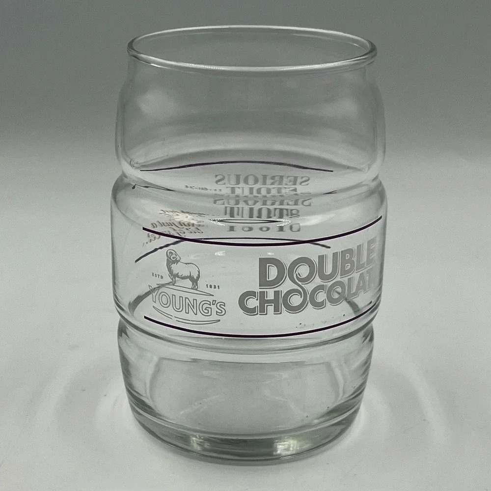Young's Beer Glass Clear Double Chocolate Serious Stout EUC 16 oz Pint